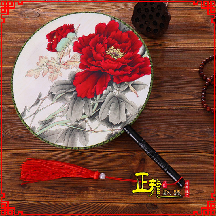 罗山古典中国风团扇空白扇跳舞蹈扇 真丝宫扇