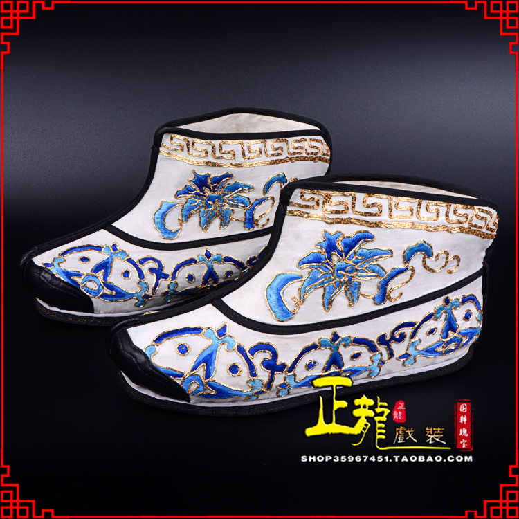 罗山三岔口武生薄底 手绣绣花快靴