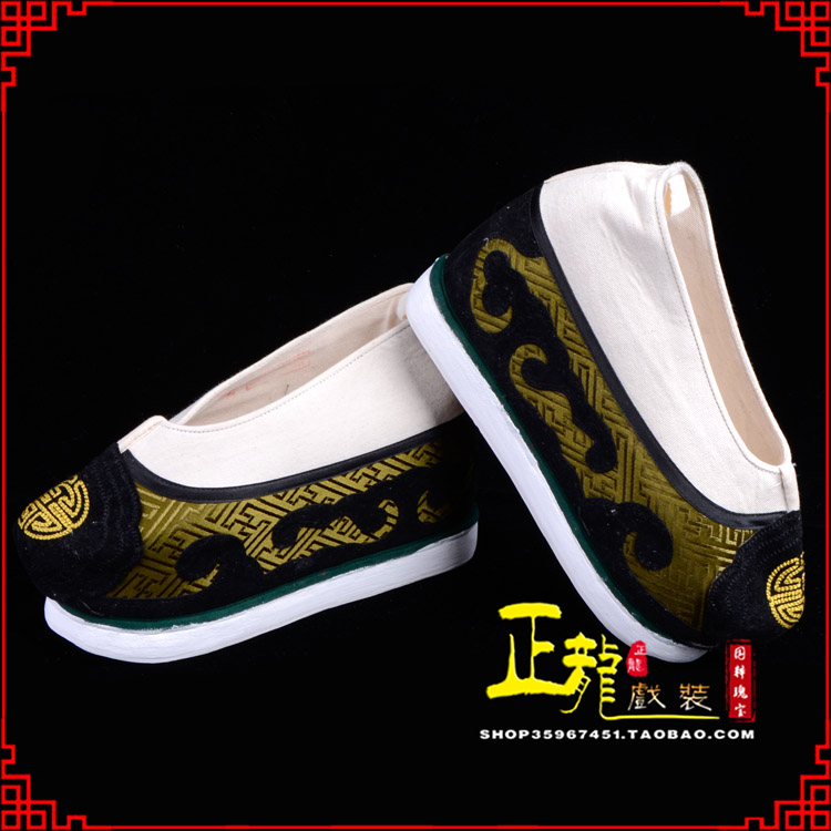 罗山戏鞋方口鞋老生鞋老旦鞋三义斋纸底内高福字履